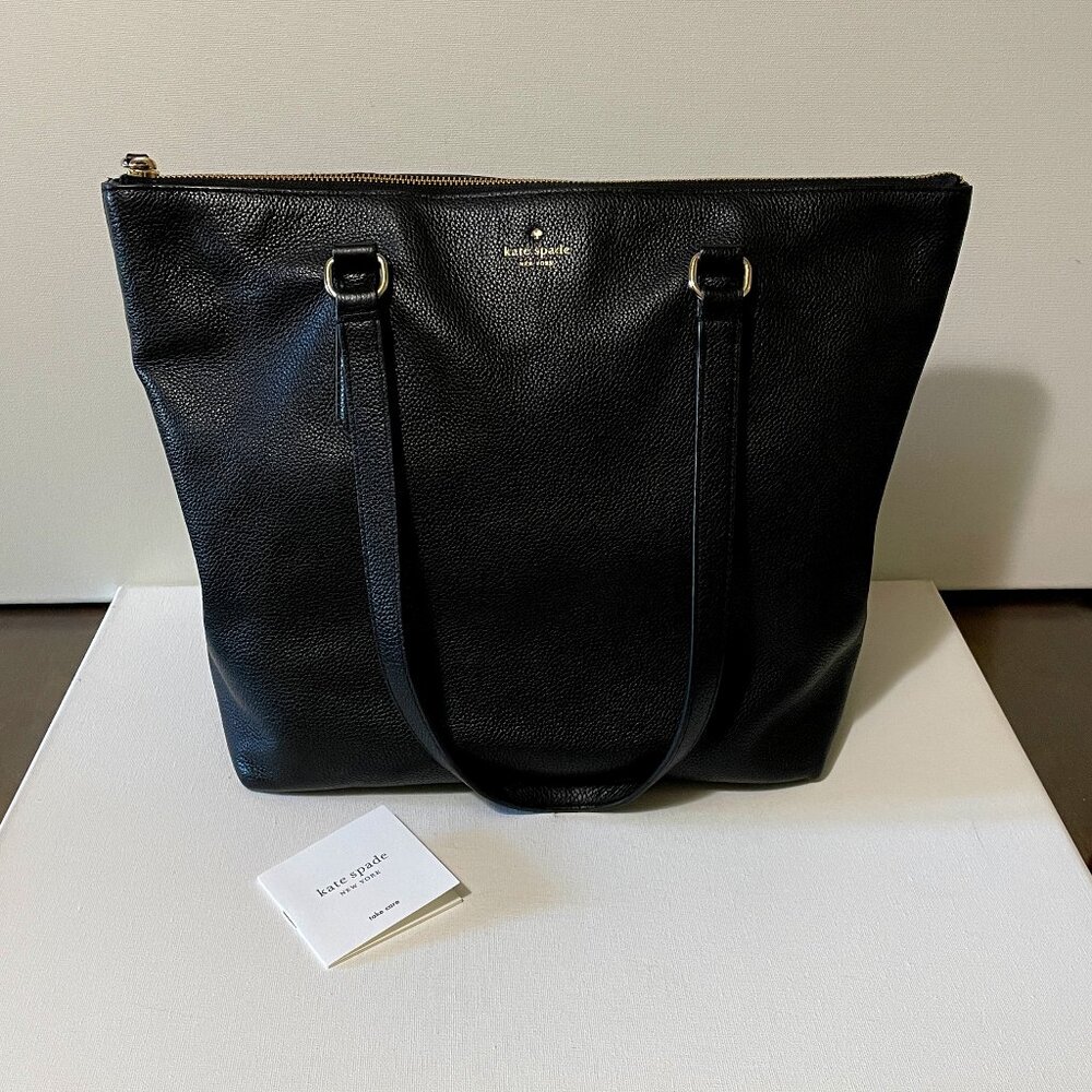 Kate Spade "Penny" Black Pebbled Leather Handbag/Tote